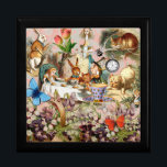 Alice in Wonderland Tea Party Art Gift Box<br><div class="desc">Step into the whimsical chaos of the Mad Tea Party with this enchanting design, featuring classic illustrations directly from Lewis Carroll's beloved 1800s book, "The Nursery Alice." This vibrant collage brings together iconic characters: Alice, the Mad Hatter, and the White Rabbit are central to the chaotic tea gathering, surrounded by...</div>