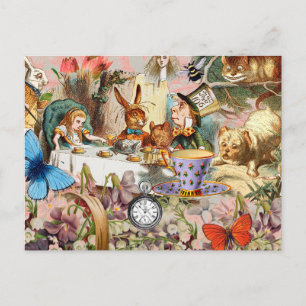 Alice in Wonderland Tea Party Art Postcard