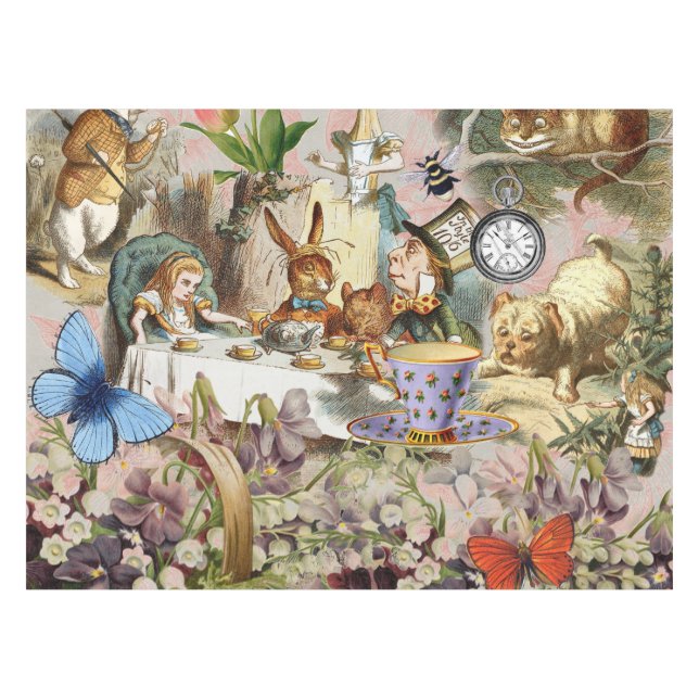 Alice in Wonderland Tea Party Art Tablecloth (Front (Horizontal))