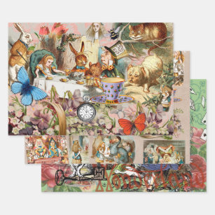 Alice in Wonderland Tea Party Art Wrapping Paper Sheet