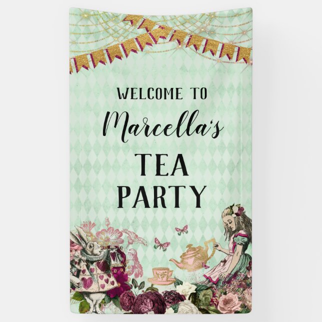 Alice in Wonderland Tea Party Banner (Vertical)