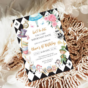 Alice in Wonderland Tea Party Birthday Invitation
