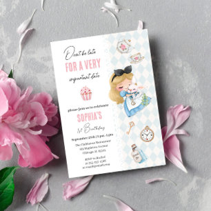 Alice in Wonderland Tea Party Birthday Invitation