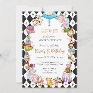 Alice in Wonderland Tea Party Birthday Invitation