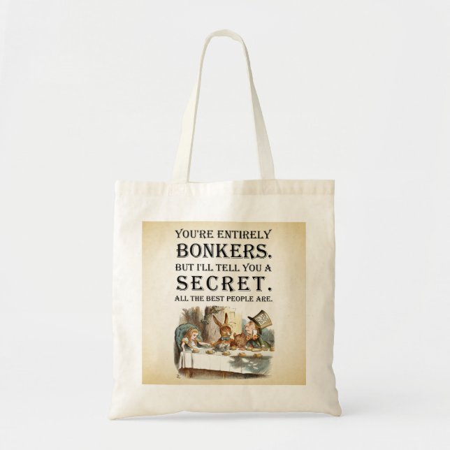 Alice In Wonderland - Tea Party - Bonkers Quote Tote Bag (Front)