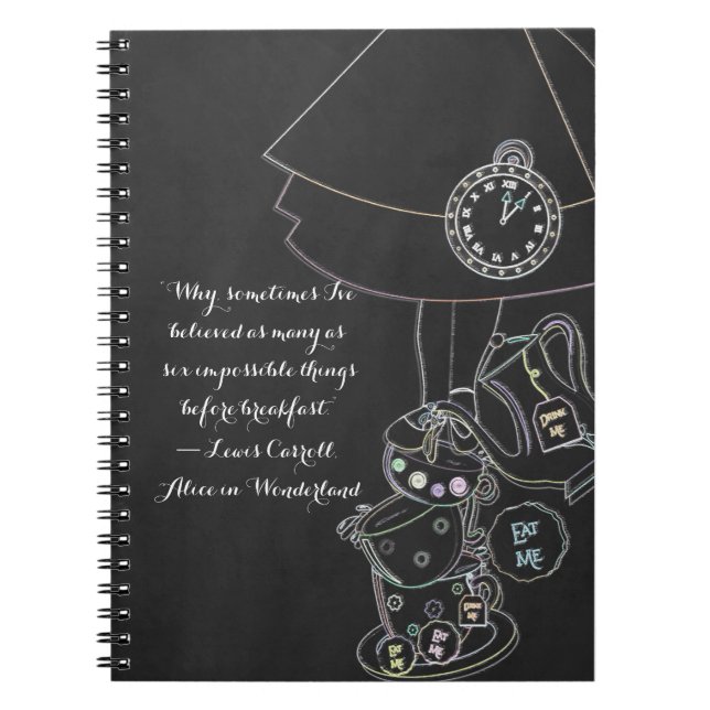Alice in Wonderland Tea Party Chalkboard Whimsical Notebook (Front)