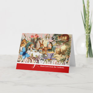 Alice in Wonderland tea party characters Holiday Card