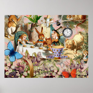 Alice in Wonderland tea party characters Poster