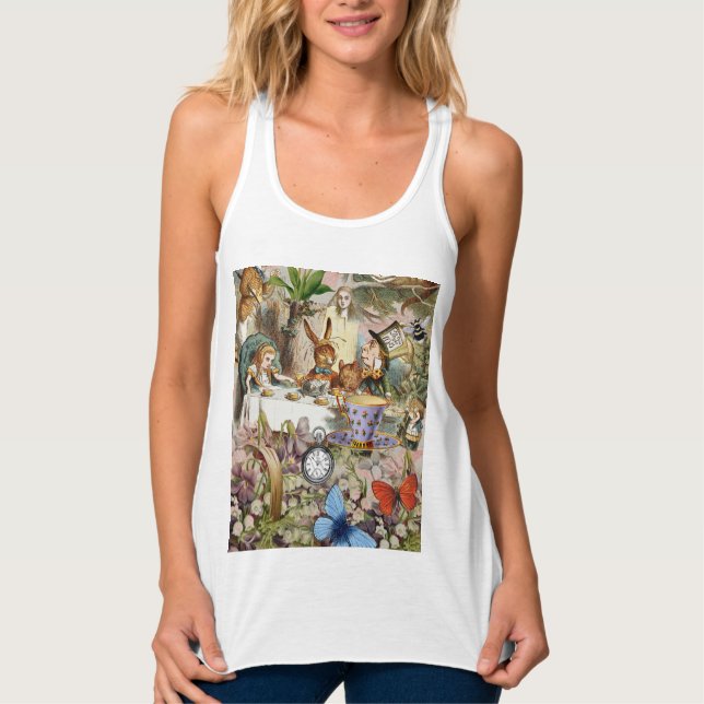 Alice in Wonderland tea party characters Singlet (Front)