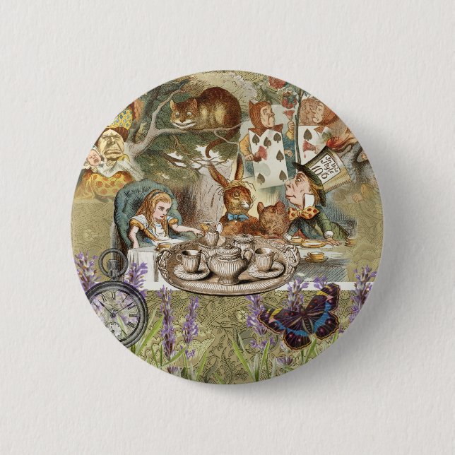 Alice in Wonderland Tea Party Guests 6 Cm Round Badge (Front)