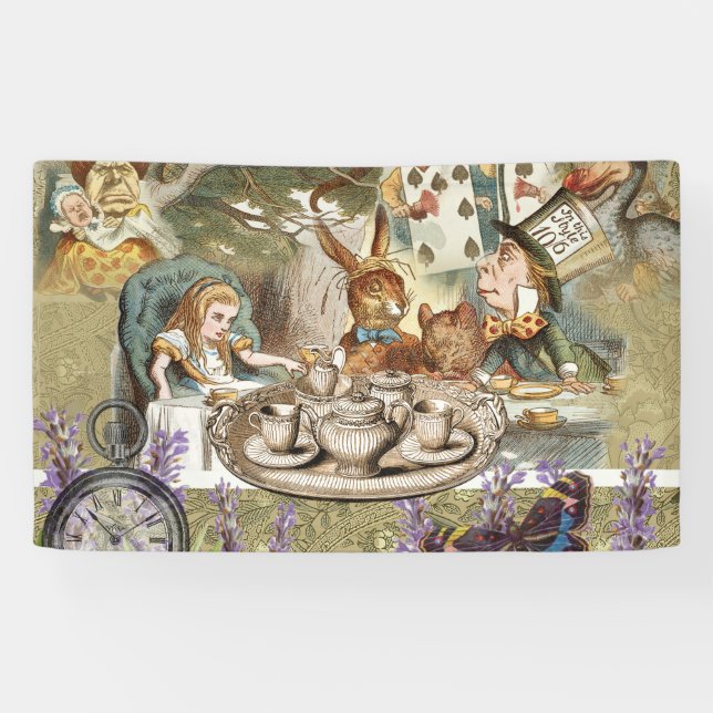 Alice in Wonderland Tea Party Guests Banner (Horizontal)