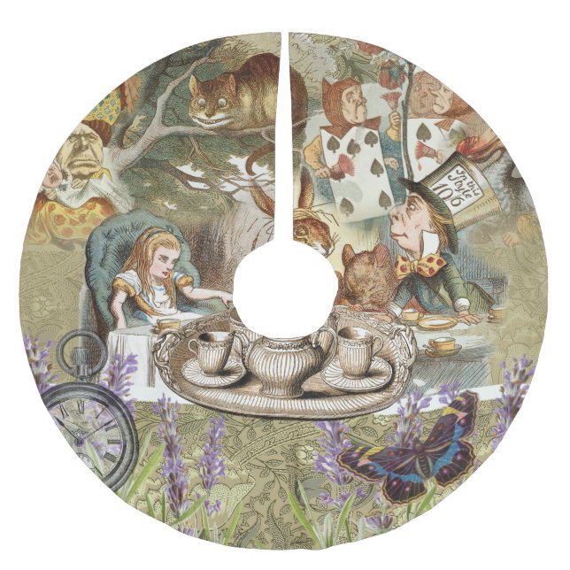 Alice in Wonderland Tea Party Guests Brushed Polyester Tree Skirt (Front)