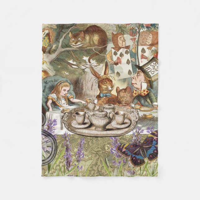 Alice in Wonderland Tea Party Guests Fleece Blanket (Front)