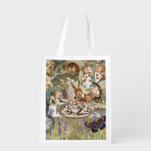 Alice in Wonderland Tea Party Guests Reusable Grocery Bag