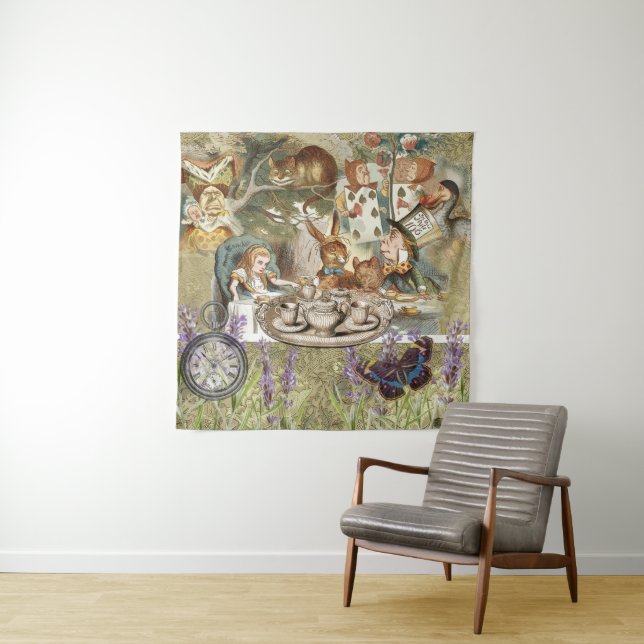 Alice in Wonderland Tea Party Guests Tapestry (In Situ)
