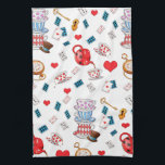 Alice in Wonderland Tea Party Theme Pattern Tea Towel<br><div class="desc">Cute Alice in Wonderland themed kitchen towel perfect for afternoon tea.</div>