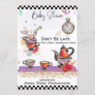 *~* Alice in Wonderland Tea Pot Rabbit Tea Cups Invitation