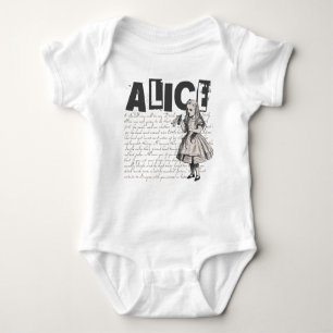 Alice In Wonderland Text & Alice Image Baby Bodysuit