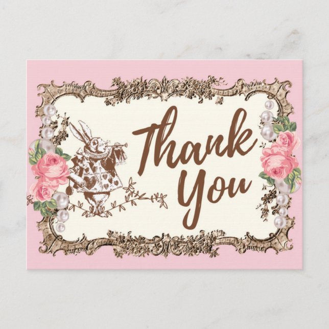 alice in wonderland thank you postcard (Front)