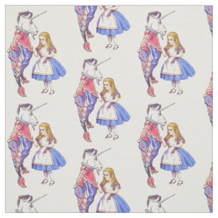 Alice in Wonderland & the unicorn fabric design