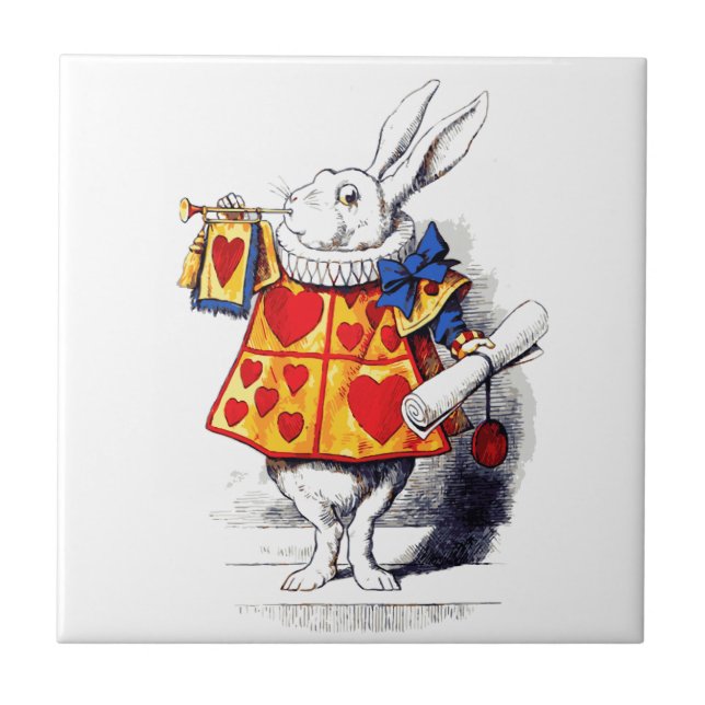 Alice in Wonderland The White Rabbit by Tenniel Tile (Front)