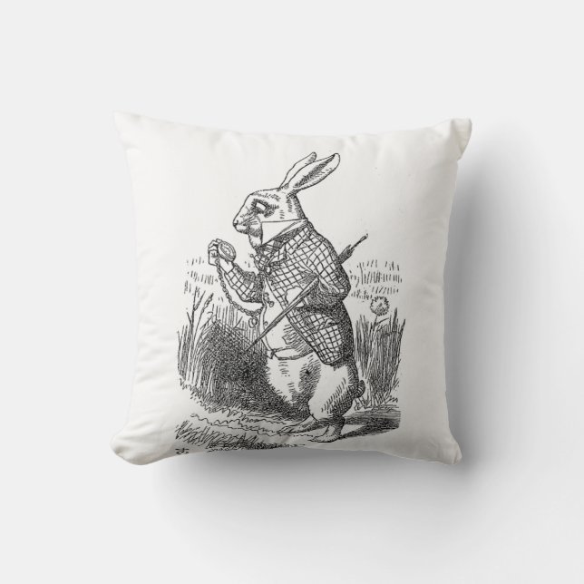 Alice in Wonderland the White Rabbit vintage Cushion (Front)