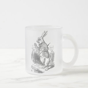 Alice in Wonderland the White Rabbit vintage Frosted Glass Coffee Mug