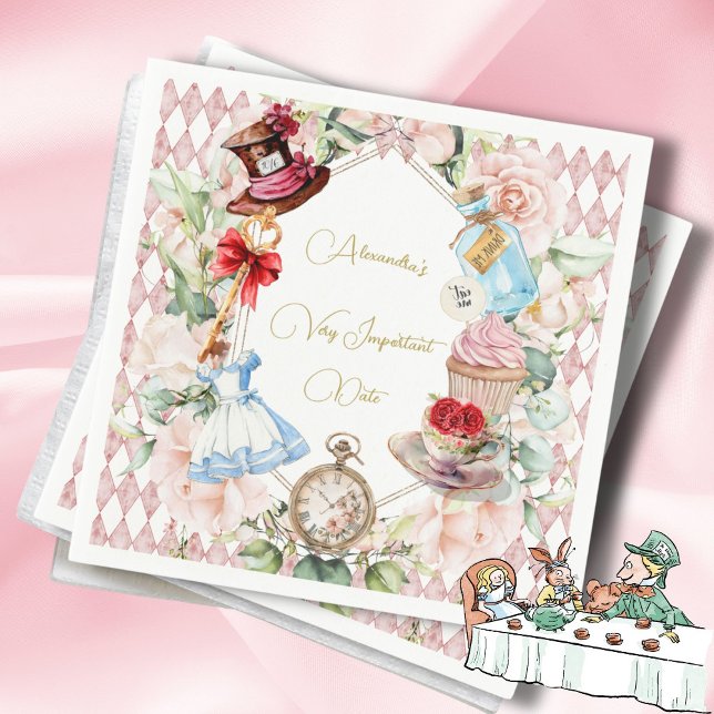 Alice In Wonderland Theme Floral Pink Personal Napkin (Creator Uploaded)