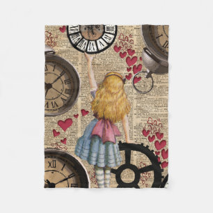 Alice In Wonderland Travelling in Time Fleece Blanket