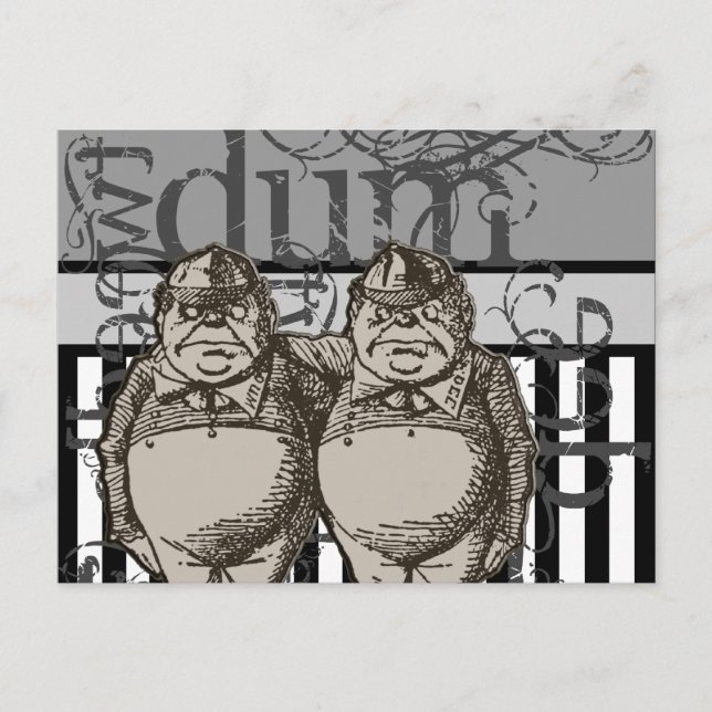 Alice In Wonderland Tweedledum & Tweedledee Grunge Postcard (Front)