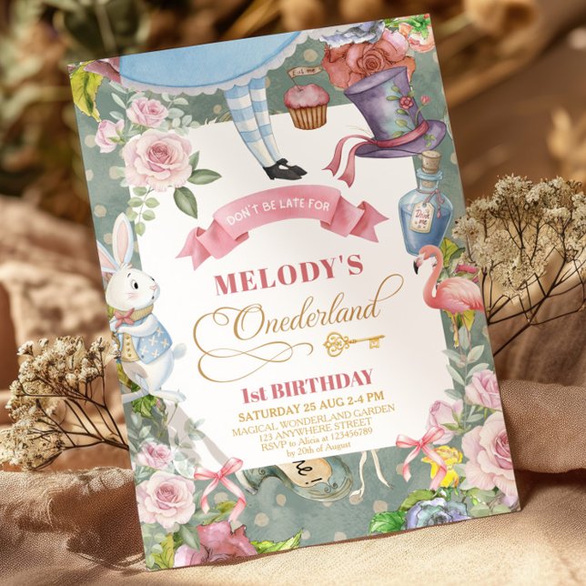 Alice in Wonderland Vintage 1st birthday Invitation (Creator Uploaded)
