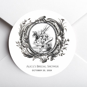 Alice in Wonderland Vintage Rabbit Bridal Shower Classic Round Sticker