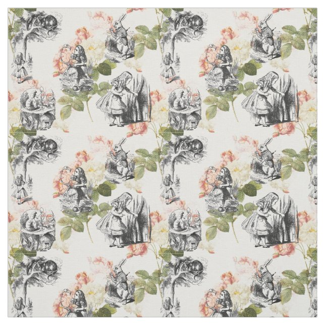 Alice in Wonderland Vintage Roses Fabric (Swatch)
