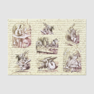 Alice in Wonderland Vintage Script Beige Tissue Paper