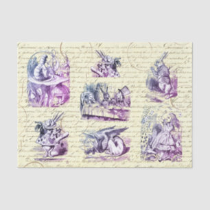 Alice in Wonderland Vintage Script Blue Purple Tissue Paper