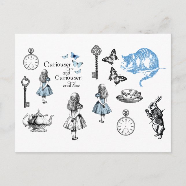 Alice in Wonderland Vintage Things Postcard (Front)