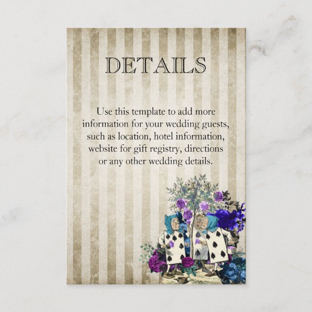 Alice in Wonderland Vintage Wedding Details Enclosure Card (Front)