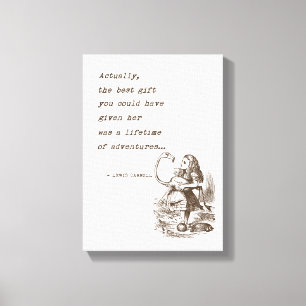 Alice In Wonderland W/Flamingo Adventure Quote Canvas Print