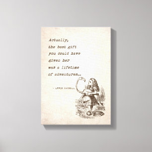 Alice In Wonderland W/Flamingo Adventure Quote Canvas Print