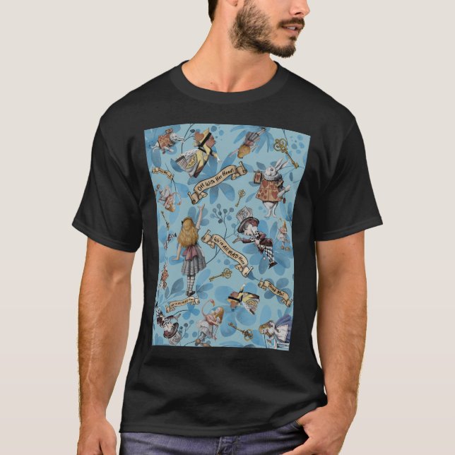 Alice In Wonderland Watercolor Flowers Collage T-Shirt (Front)