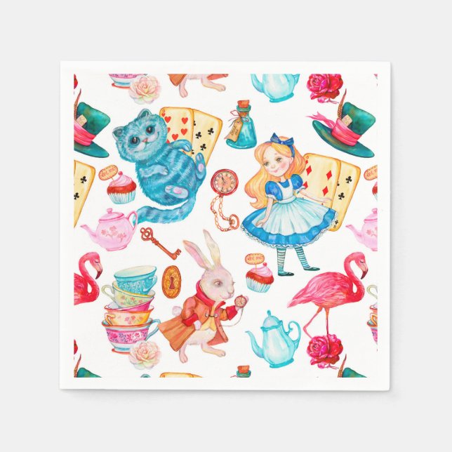 Alice in Wonderland Watercolor Napkin (Front)
