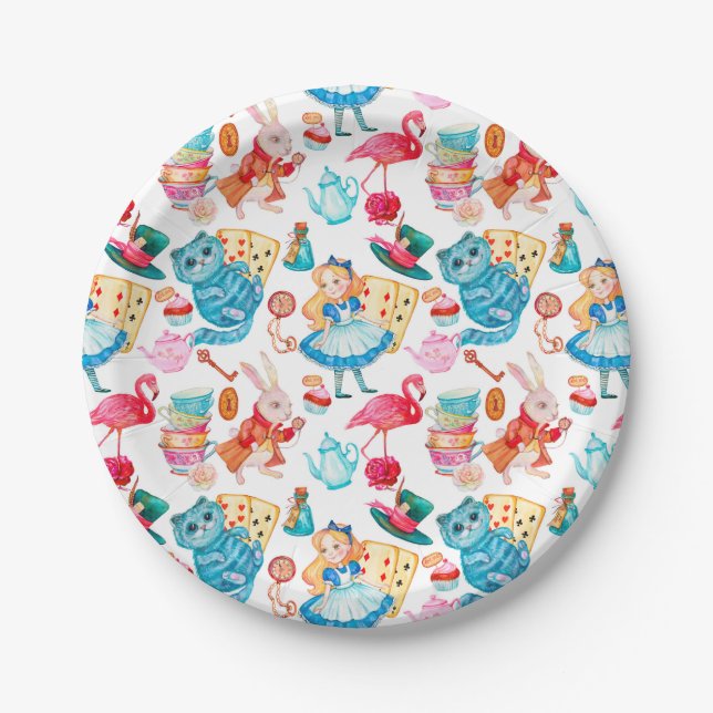 Alice in Wonderland Watercolor Paper Plate (Front)