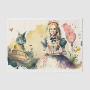 Alice in wonderland watercolor rabbit decoupage tissue paper