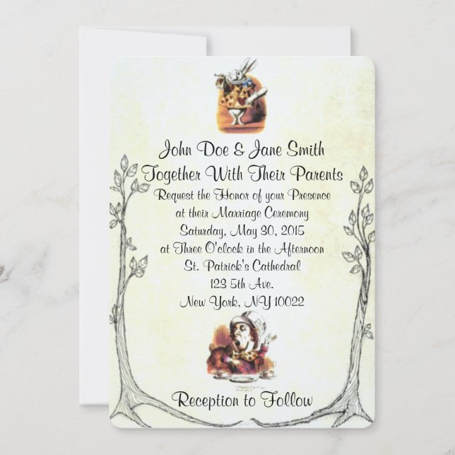 Alice in Wonderland Wedding Invitation (Front)