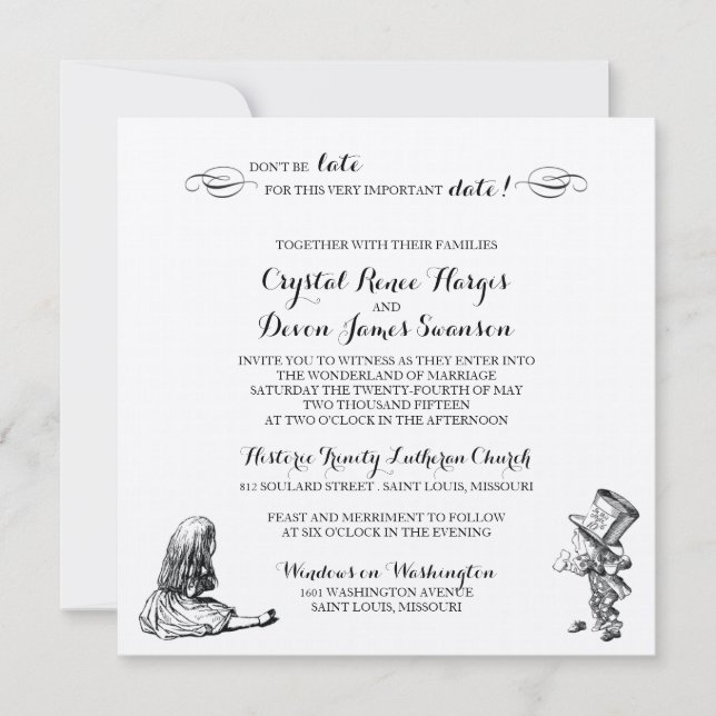 Alice in Wonderland Wedding Invitation (Front)