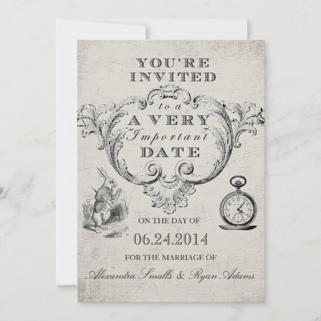 Alice in Wonderland Wedding Invitation (Front)