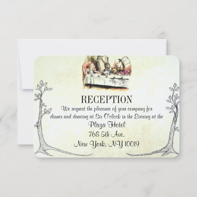 Alice in Wonderland Wedding Reception Card (Front)