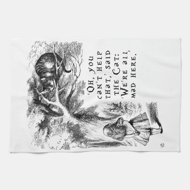 Alice in Wonderland - We're all mad here Tea Towel (Horizontal)