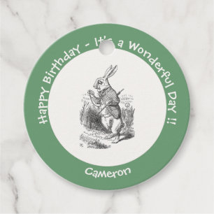 Alice in Wonderland White Rabbit Birthday Party Favour Tags