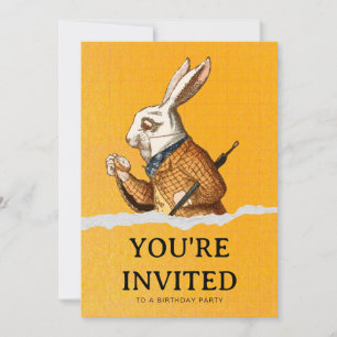 Alice In Wonderland White Rabbit Birthday Party Invitation
